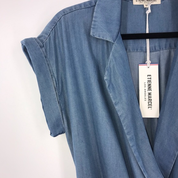 Etienne Marcel Blue Chambray Romper w Pockets - Picture 10 of 14